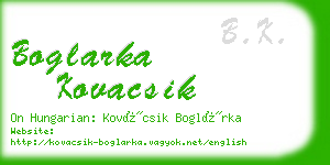 boglarka kovacsik business card